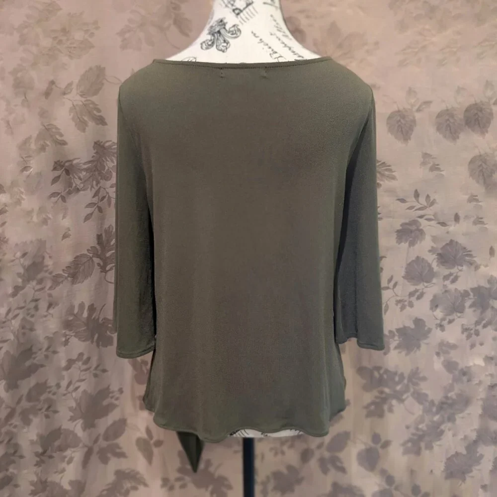Banana Republic Olive Green Side Tie Blouse, Size S, Excellent Used Condition!